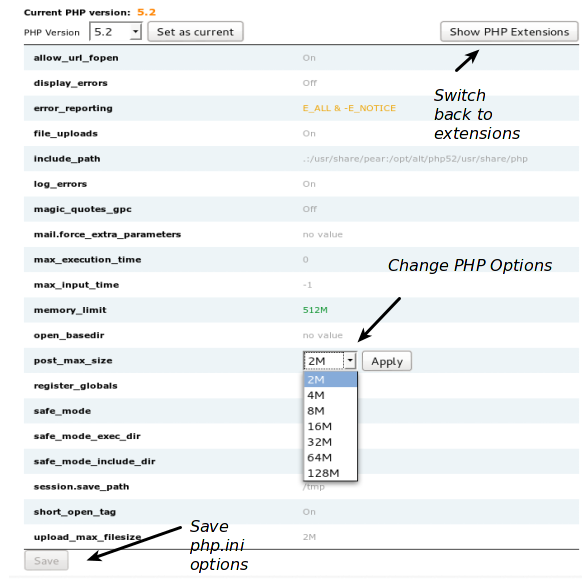 PHP Option Selector